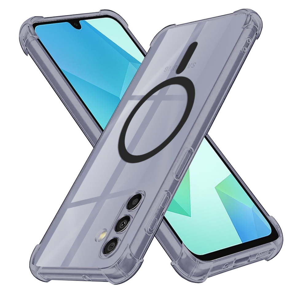 Husa pentru Samsung Galaxy A16 4G / Galaxy A16 5G, SKYDDAR INNOVATION, Shockproof MagSafe din silicon, set cu sticker, Fumuriu