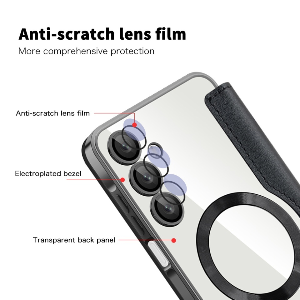 Husa pentru Samsung Galaxy A16 4G / Galaxy A16 5G tip carte, SKYDDAR INOVATION, SmartMag Book, Magsafe, RFiD, Suport Carduri, set cu sticker, Negru - 2 | YEO