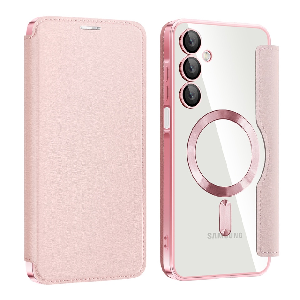 Husa pentru Samsung Galaxy A17 5G tip carte, SKYDDAR INOVATION, SmartMag Book, Magsafe, RFiD, Suport Carduri, set cu sticker, Roz - 1 | YEO