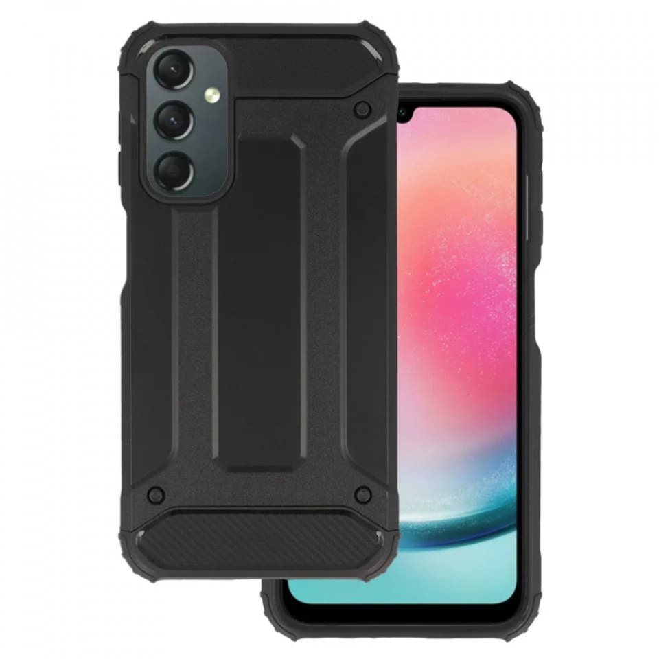 Husa pentru Samsung Galaxy A25 5G, SKYDDAR INNOVATION, Hybrid Armor, din Plastic Dur, Margini Cauciucate, Antisoc, set cu sticker, Negru