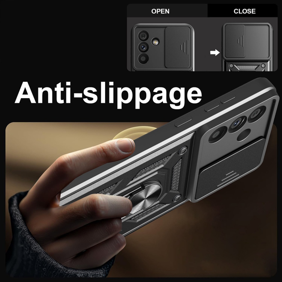 Husa pentru Samsung Galaxy A26 5G cu inel magnetic si protectie camera Skyddar CamShield - Roz - 1 | YEO
