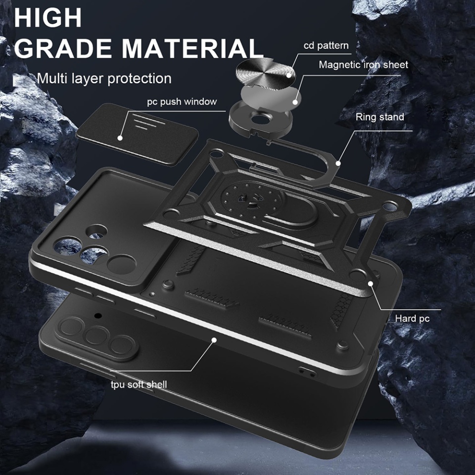 Husa pentru Samsung Galaxy A26 5G cu inel magnetic si protectie camera Skyddar CamShield - Albastru - 1 | YEO