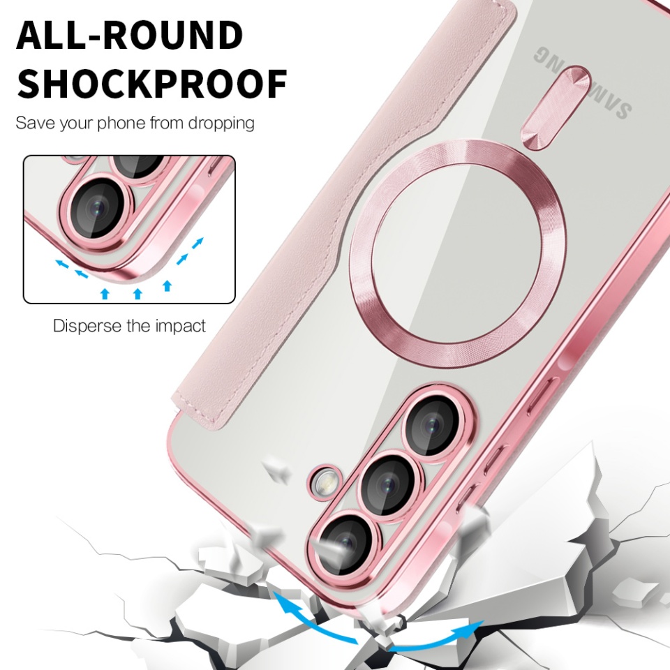 Husa pentru Samsung Galaxy A26 5G tip carte, SKYDDAR INOVATION, SmartMag Book, Magsafe, RFiD, Suport Carduri, set cu sticker, Roz - 2 | YEO