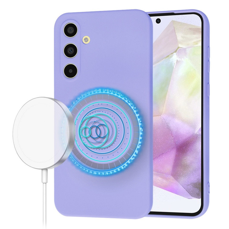 Husa pentru Samsung Galaxy A35 5G din Silicon Catifelat, Protectie Premium, Skyddar SoftElegance Magsafe - Violet