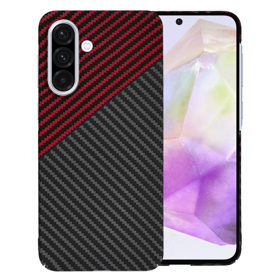 Husa pentru Samsung Galaxy A36 5G, Finisaj Premium cu Textura de Carbon, Design Elegant, SKDR CarbonFlex - Rosu inchis