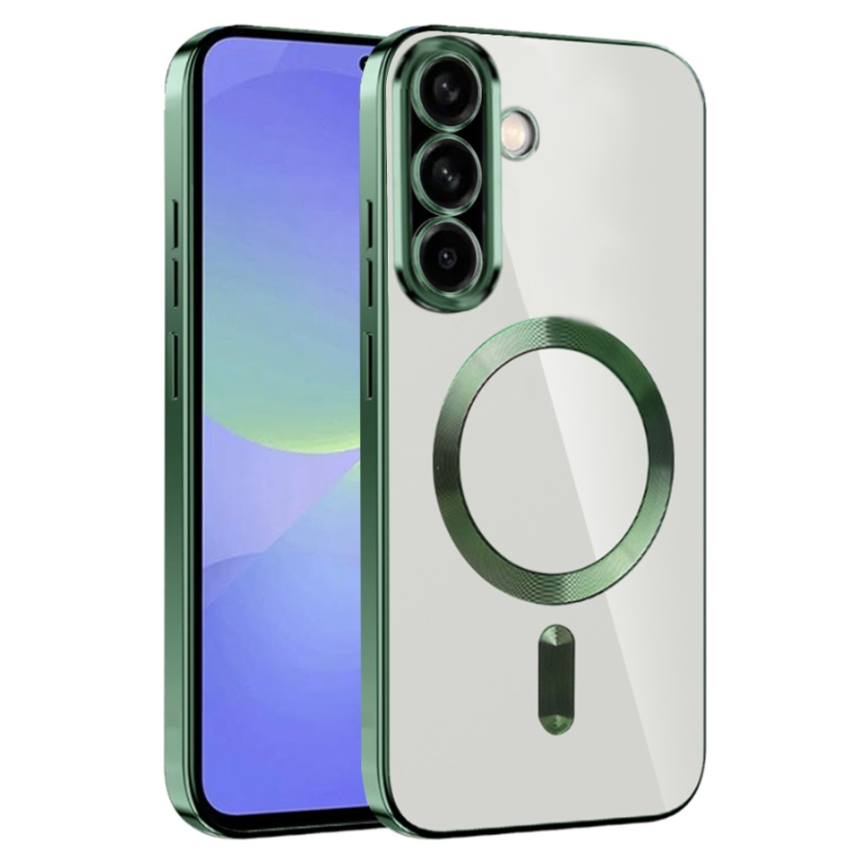 Husa pentru Samsung Galaxy A36 5G / Galaxy A56 5G, SKYDDAR INNOVATION, Luxury Shield Magsafe, Protectie Antisoc, Verde inchis, set cu sticker