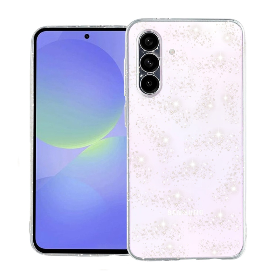 Husa pentru Samsung Galaxy A36 5G, SKYDDAR INNOVATION, Shine, din Silicon TPU cu Sclipici, Design Elegant si Ultra Subtire, Transparenta, set cu sticker