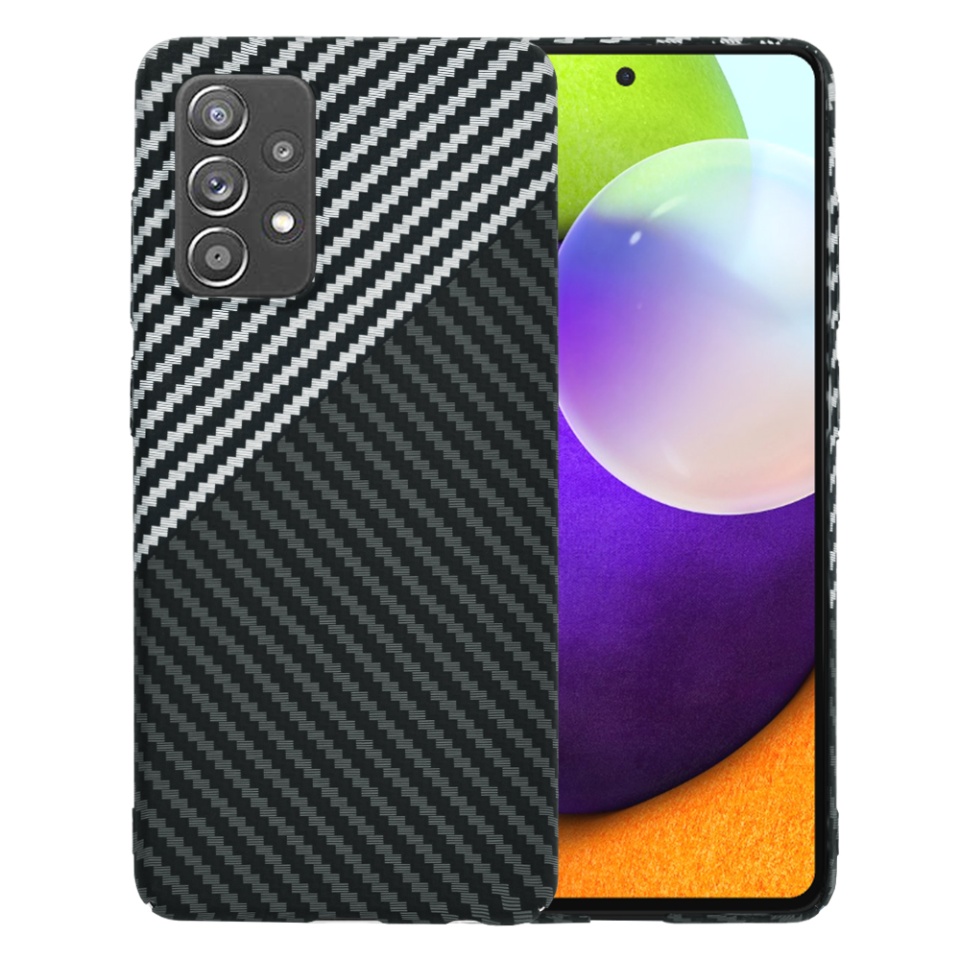 Husa pentru Samsung Galaxy A52 5G / Galaxy A52 4G / Galaxy A52s 5G, Finisaj Premium cu Textura de Carbon, Design Elegant, SKDR CarbonFlex - Gri