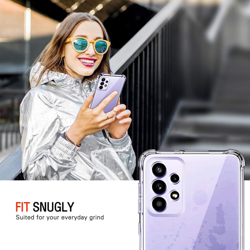 Husa pentru Samsung Galaxy A52 5G / Galaxy A52 4G / Galaxy A52s 5G , SKYDDAR INNOVATION, Shockproof Clear din Silicon Slim, Transparenta, set cu sticker - 3 | YEO