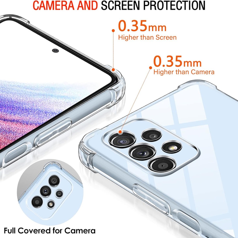 Husa pentru Samsung Galaxy A53 5G , SKYDDAR INNOVATION, Shockproof Clear din Silicon Slim, Transparenta, set cu sticker - 2 | YEO