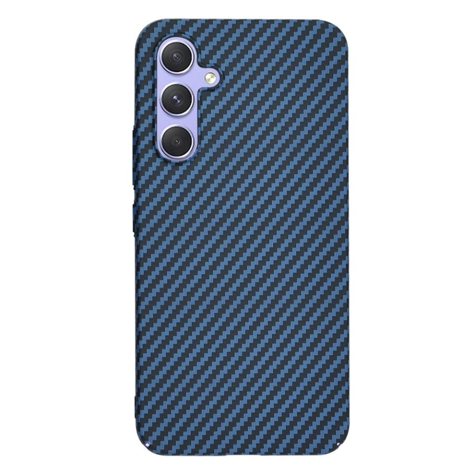 Husa pentru Samsung Galaxy A54, SKYDDAR INNOVATION, Carbonite FiberShell, Cyan, set cu sticker - 3 | YEO