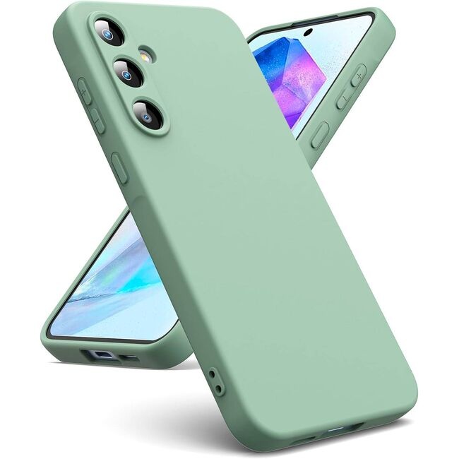 Husa pentru Samsung Galaxy A55 5G din Silicon Catifelat, Protectie Premium, Skyddar SoftElegance - Verde deschis
