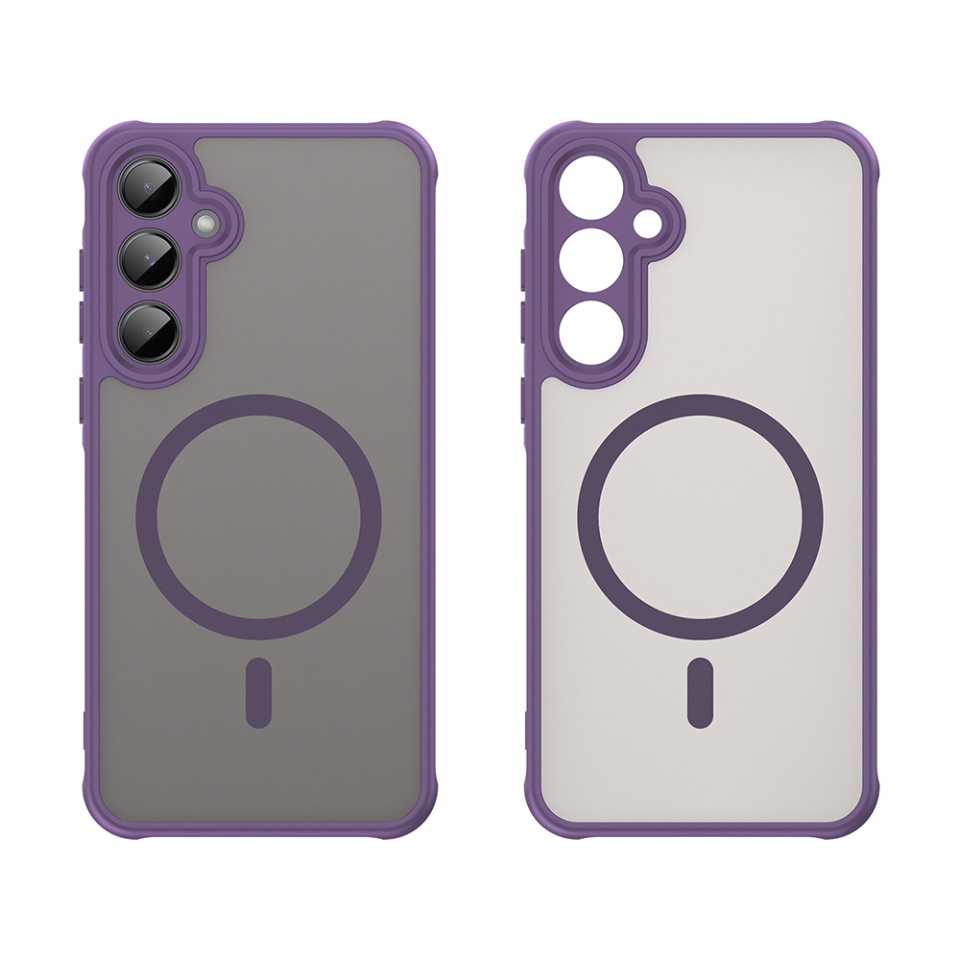 Husa pentru Samsung Galaxy A55 5G, SKYDDAR INNOVATION, HaloFrost MagSafe II, Antisoc, set cu sticker, Mov - 1 | YEO