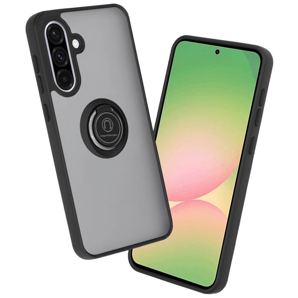 Husa pentru Samsung Galaxy A56 5G, SKYDDAR INNOVATION, Glinth+ cu Inel Rotativ 360°, Compatibilitate Magnetica, Negru, set cu sticker