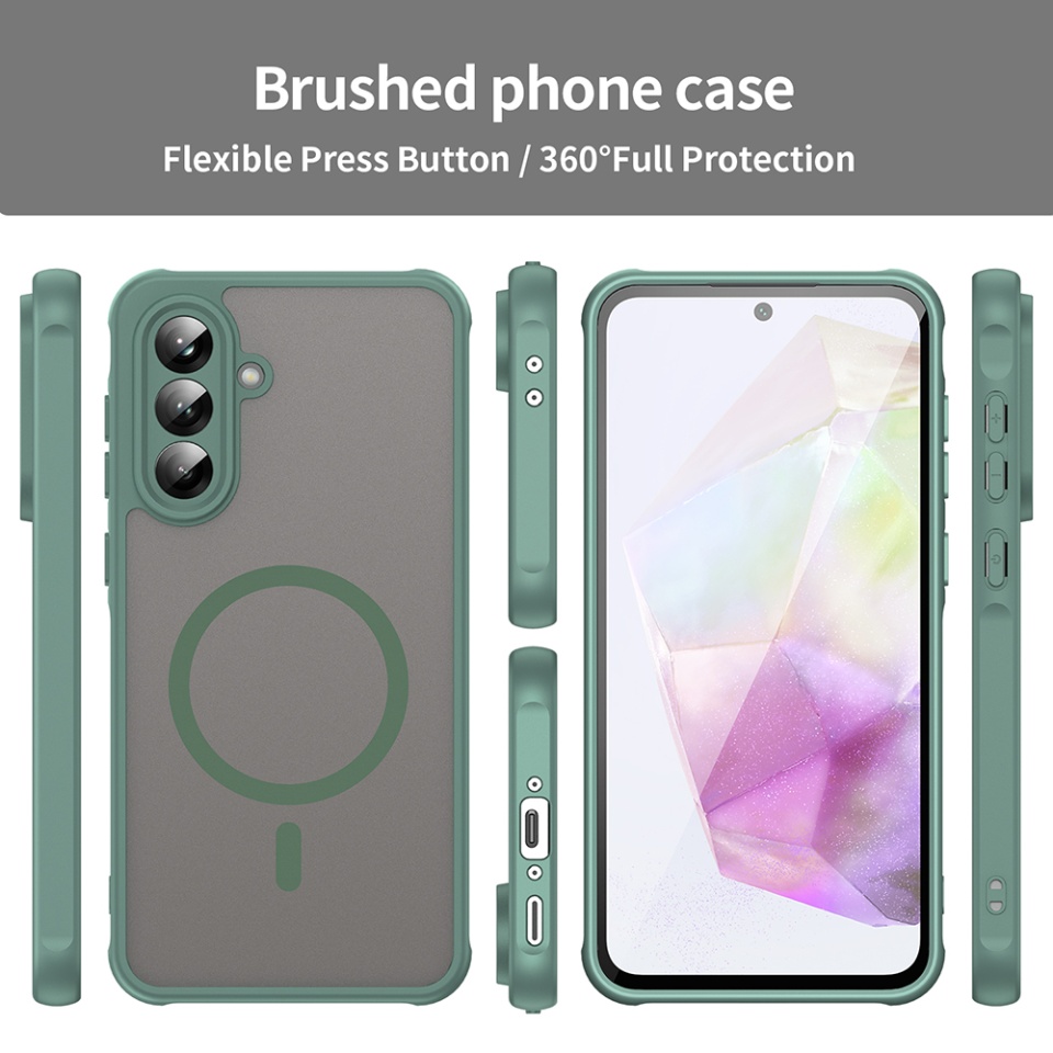 Husa pentru Samsung Galaxy A56 5G, SKYDDAR INNOVATION, HaloFrost MagSafe II, Antisoc, set cu sticker, Verde - 3 | YEO