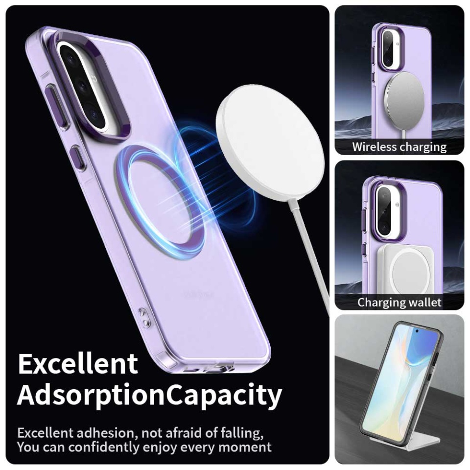 Husa pentru Samsung Galaxy A56 5G, SKYDDAR INOVATION, CandyCase, Magsafe, set cu sticker, Mov - 3 | YEO