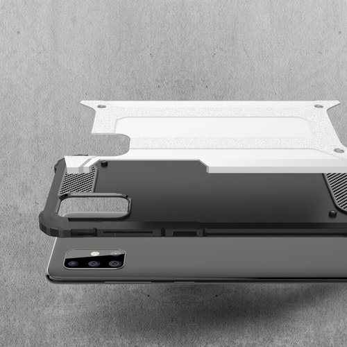 Husa pentru Samsung Galaxy A71 4G, SKYDDAR INNOVATION, Hybrid Armor, din Plastic Dur, Margini Cauciucate, Antisoc, set cu sticker, Negru - 2 | YEO