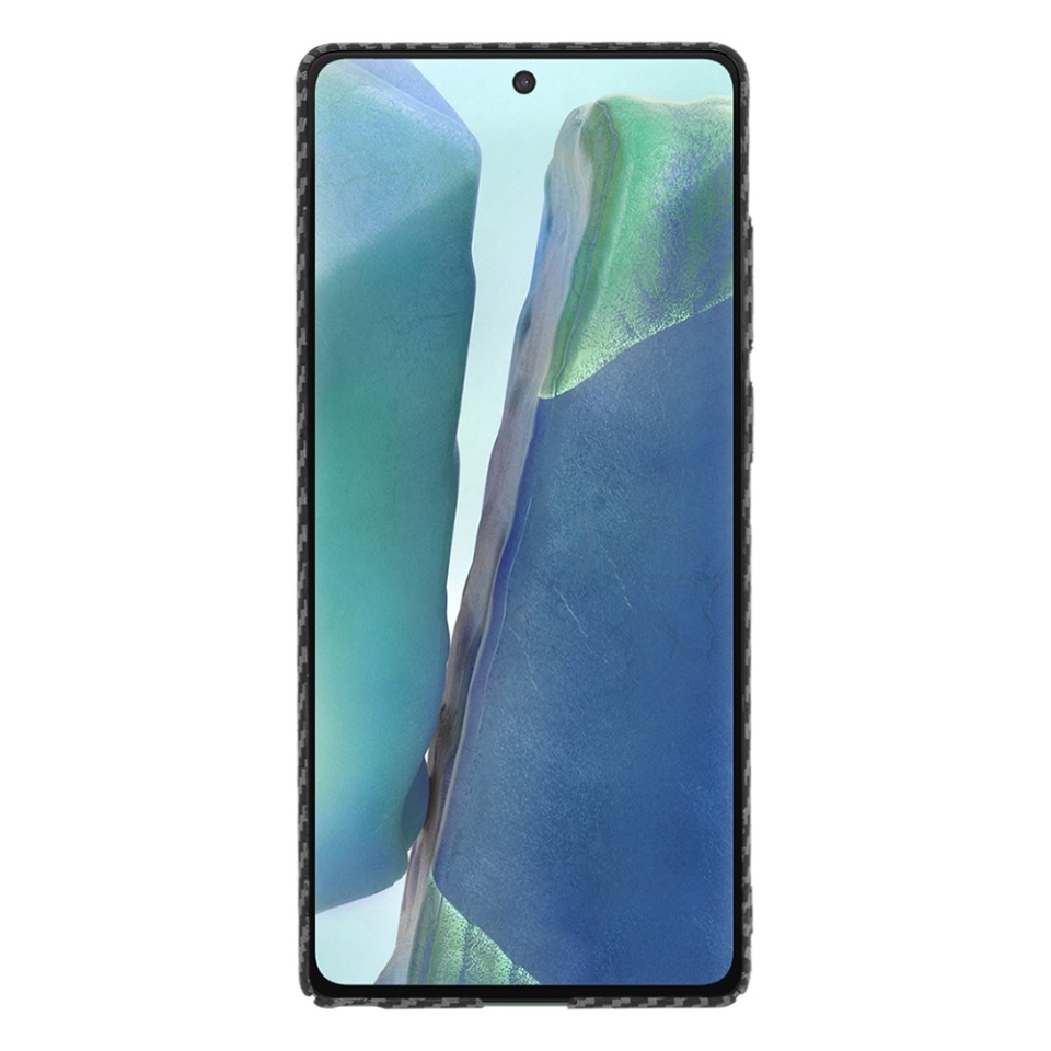 Husa pentru Samsung Galaxy Note 20 / Galaxy Note 20 5G, SKYDDAR INNOVATION, textura carbon, Carbonite FiberShell, set cu sticker, Negru, - 1 | YEO