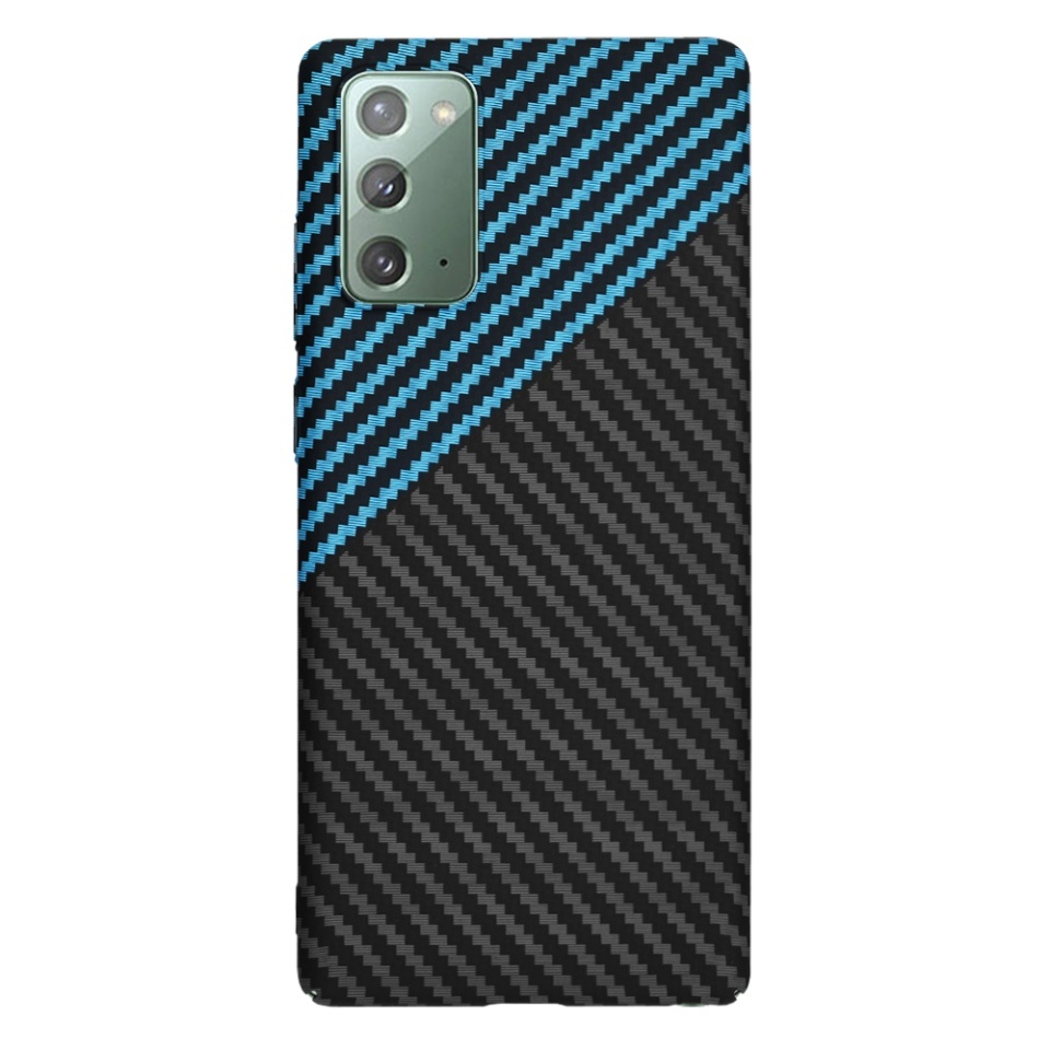 Husa pentru Samsung Galaxy Note 20 / Galaxy Note 20 5G, SKYDDAR INNOVATION, textura carbon, Carbonite FiberShell, set cu sticker, Bleu, - 2 | YEO