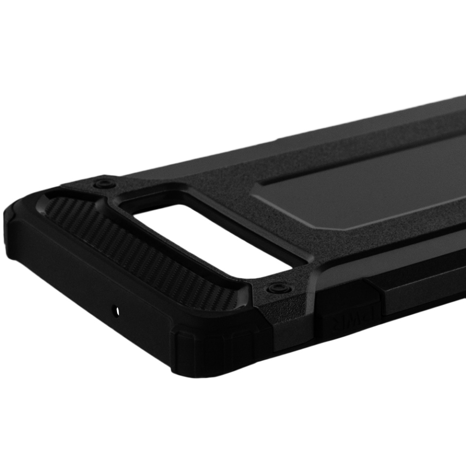 Husa pentru Samsung Galaxy S10 Plus, SKYDDAR INNOVATION, Hybrid Armor, din Plastic Dur, Margini Cauciucate, Antisoc, set cu sticker, Negru - 5