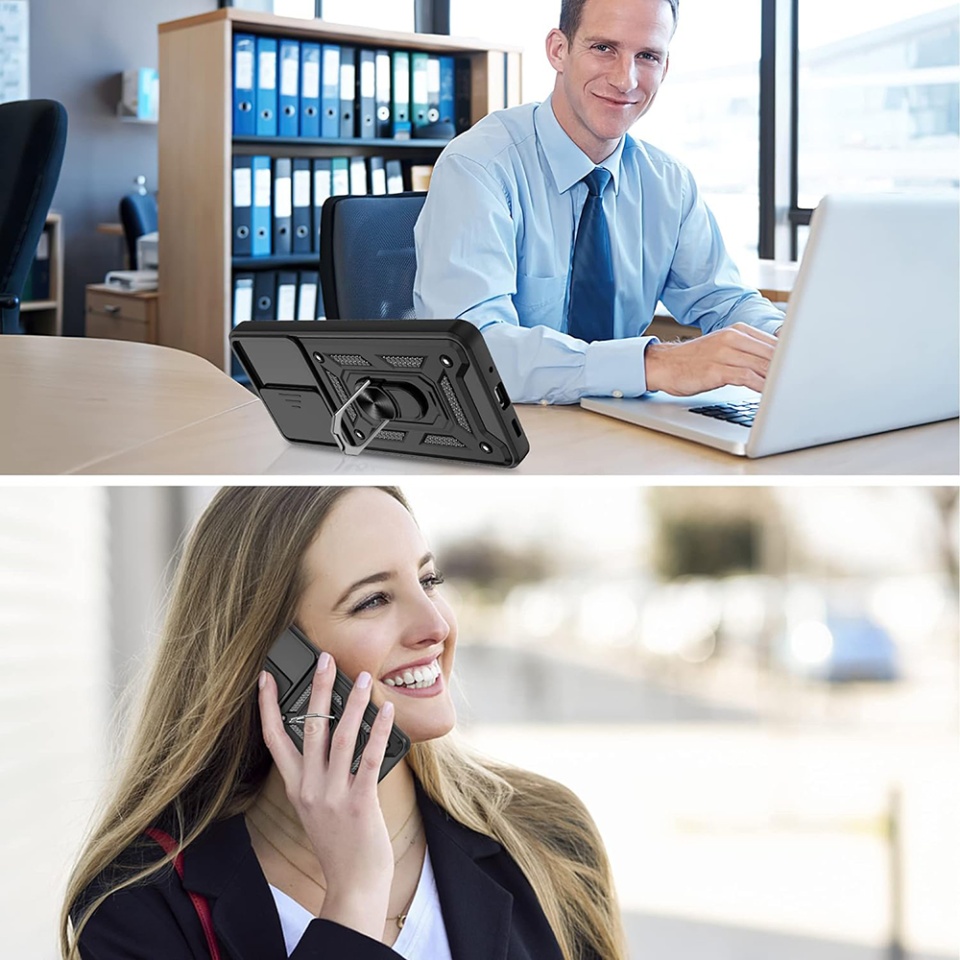 Husa pentru Samsung Galaxy S20 Ultra 5G / Galaxy S20 Ultra, SKYDDAR INNOVATION, CamShield, Inel magnetic, set cu sticker, Negru - 2 | YEO