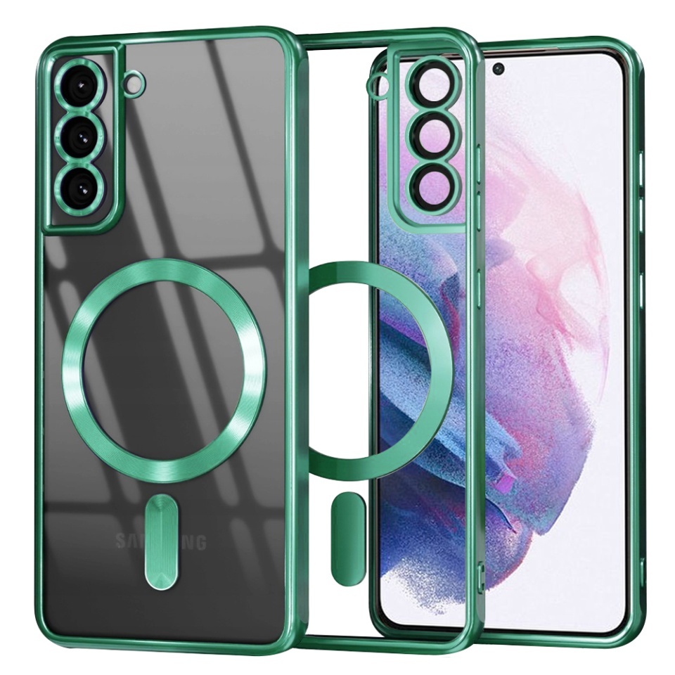 Husa pentru Samsung Galaxy S21 Plus 5G, SKYDDAR INNOVATION, Luxury Shield Magsafe, Protectie Antisoc, set cu sticker, Verde deschis