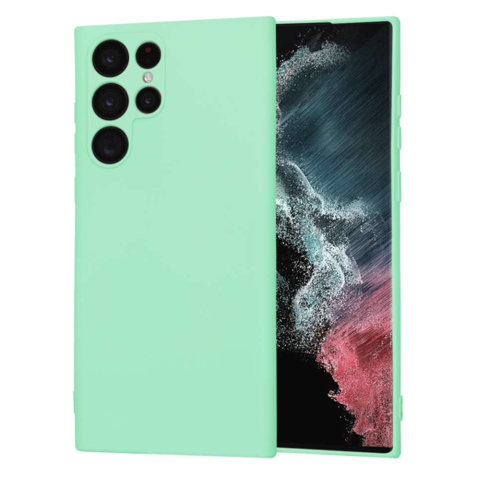 Husa pentru Samsung Galaxy S22 Ultra 5G din Silicon Catifelat, Protectie Premium, Skyddar SoftElegance MagSafe - Verde deschis