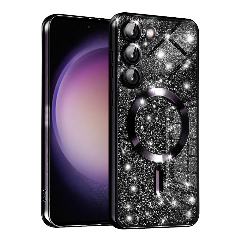 Husa pentru Samsung Galaxy S23 Design Antisoc, Fundal Detasabil 2-in-1, Protectie Superioara, Margini Ridicate, SKDR Glitter - Negru