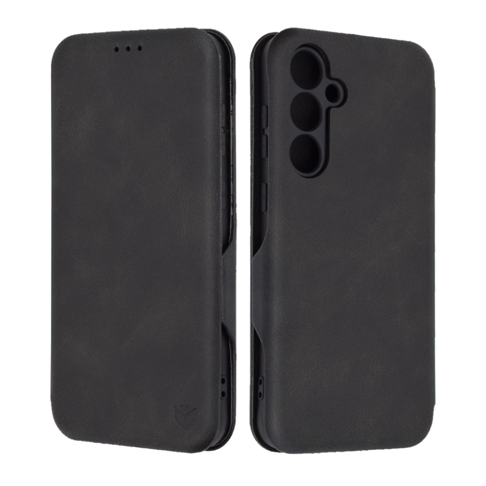 Husa pentru Samsung Galaxy S23 FE, SKYDDAR INNOVATION, Safe Wallet tip carte din Piele Ecologica, Suport Carduri, Inchidere Magnetica, Negru, set cu sticker