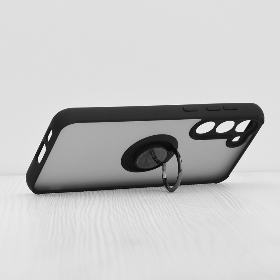 Husa pentru Samsung Galaxy S23 Plus, SKYDDAR INNOVATION, Glinth cu Inel Rotativ 360° Magnetic, Negru, set cu sticker - 1 | YEO