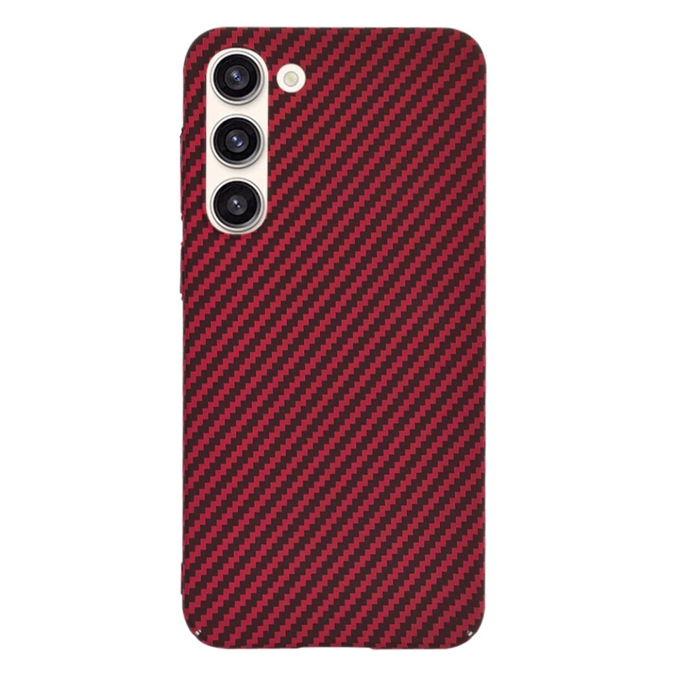 Husa pentru Samsung Galaxy S23 Plus, SKYDDAR INNOVATION, textura carbon, Carbonite FiberShell, set cu sticker, Rosu, - 2 | YEO
