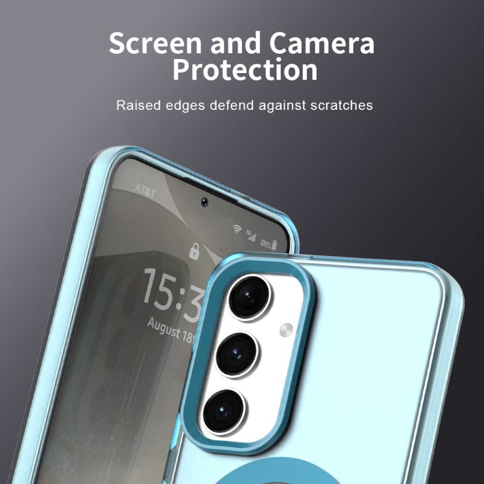 Husa pentru Samsung Galaxy S24 / Galaxy S25, SKYDDAR INOVATION, CandyCase, Magsafe, set cu sticker, Albastru - 5