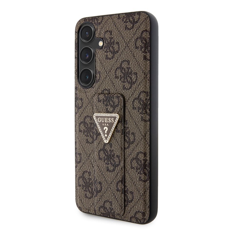 Husa pentru Samsung Galaxy S24 Plus, Grip Stand 4G Triangle Strass, Guess - Maro - 3 | YEO