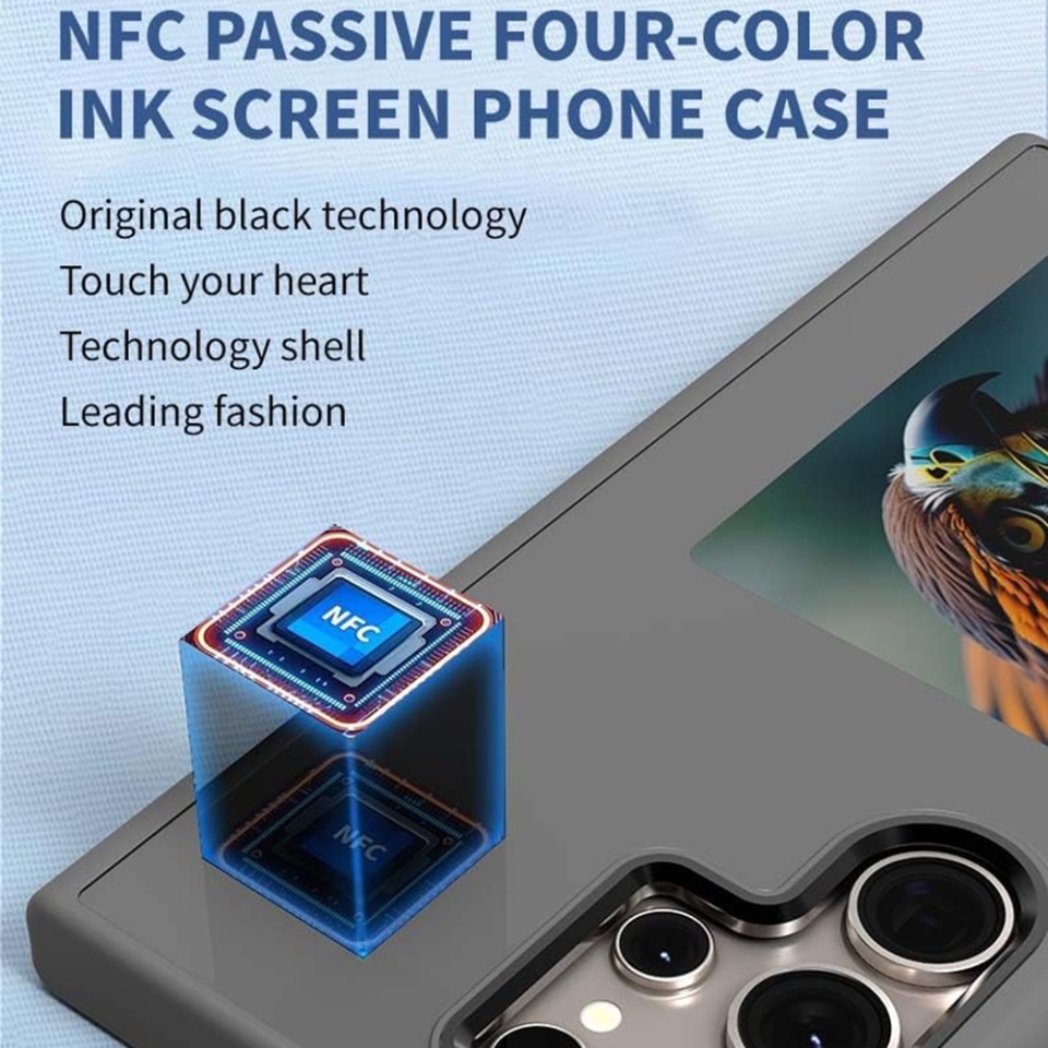 Husa pentru Samsung Galaxy S24 Ultra cu ecran NFC E-Ink, Silicon, SKDR SmartCover - Negru - 3 | YEO