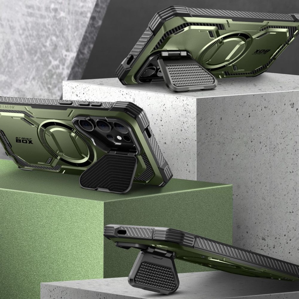 Husa pentru Samsung Galaxy S24 Ultra, Kickstand, AntiSock, I-Blason Armorbox - Verde - 3 | YEO