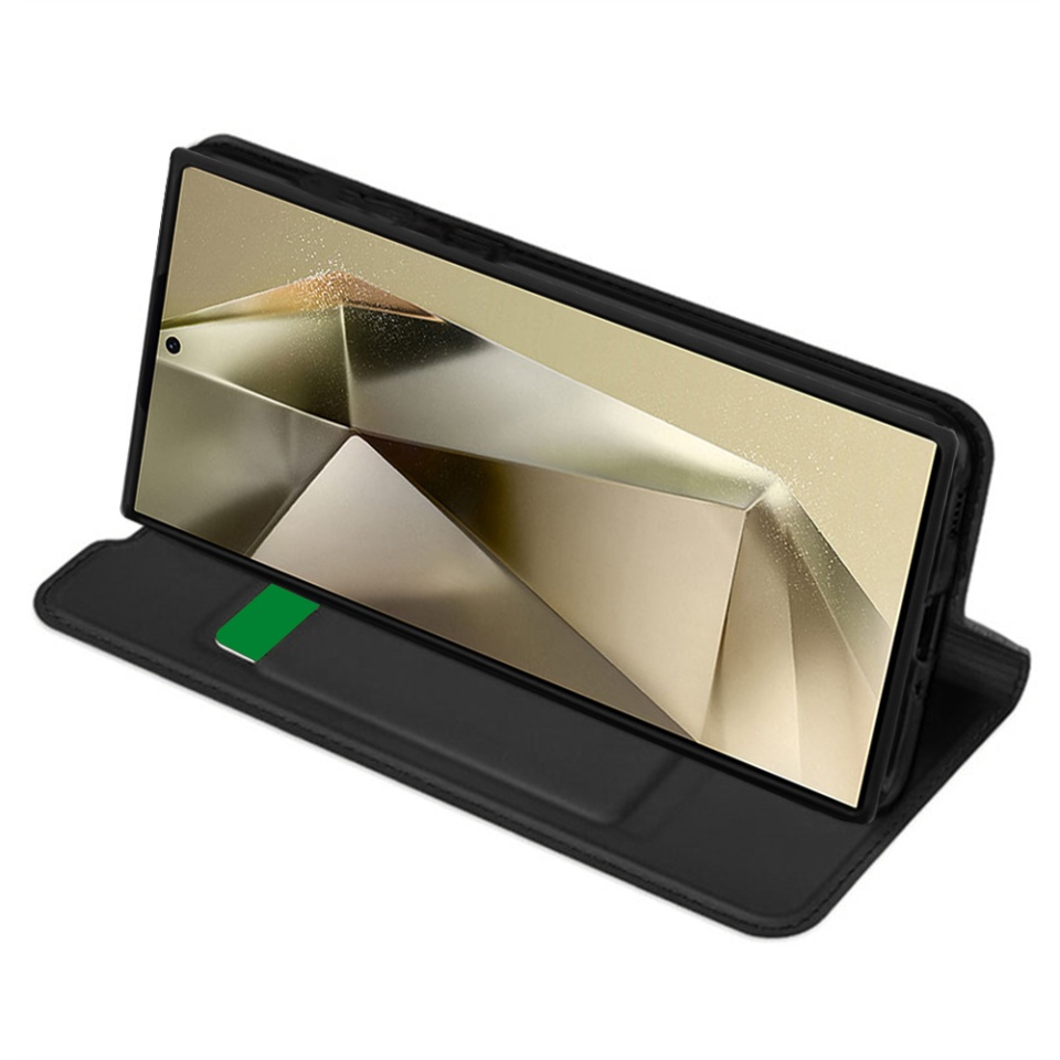 Husa pentru Samsung Galaxy S24 Ultra, SKYDDAR INNOVATION, Magskin Book, tip Carte cu Portofel Interior, set cu sticker, Negru - 1 | YEO