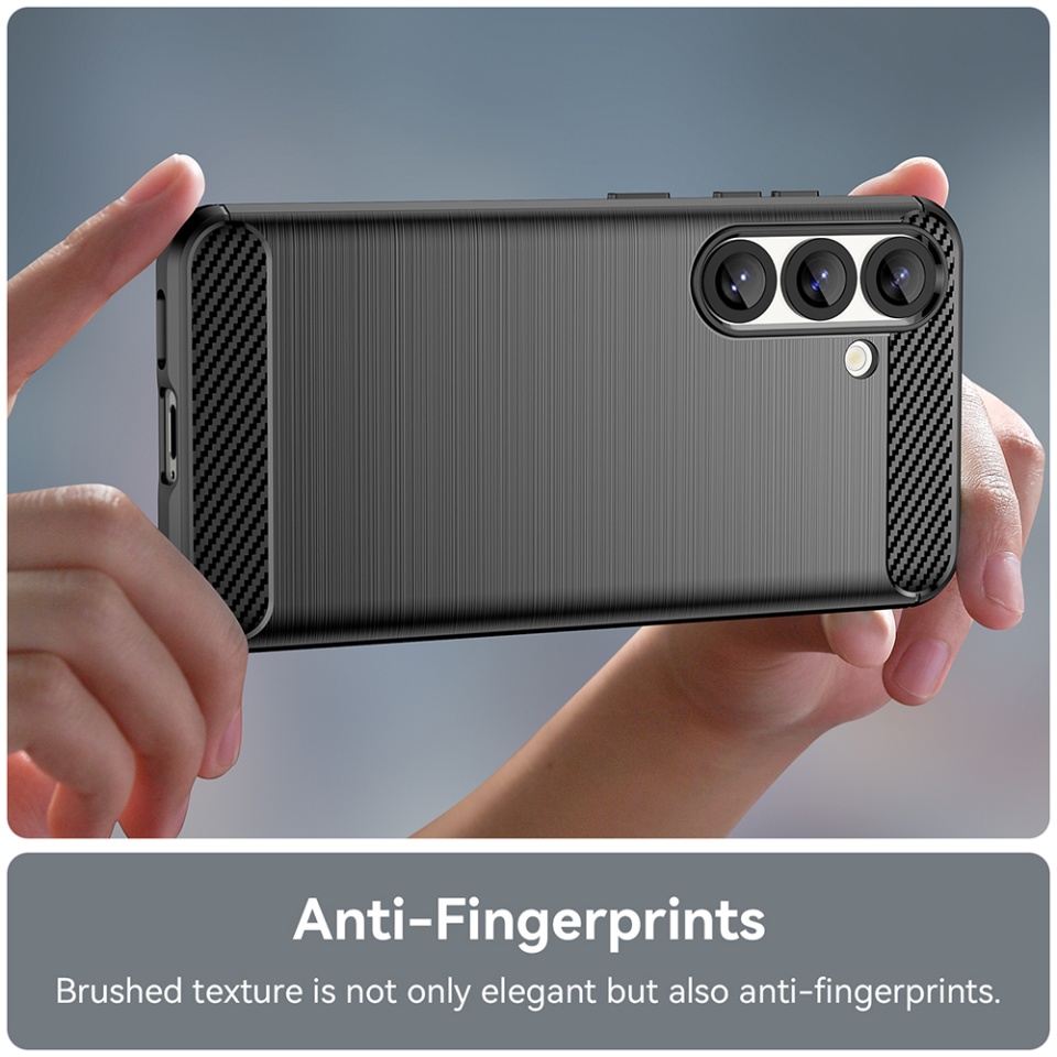 Husa pentru Samsung Galaxy S25 din Silicon Premium, Slim, cu textura Fibra Carbon - Negru - 1 | YEO