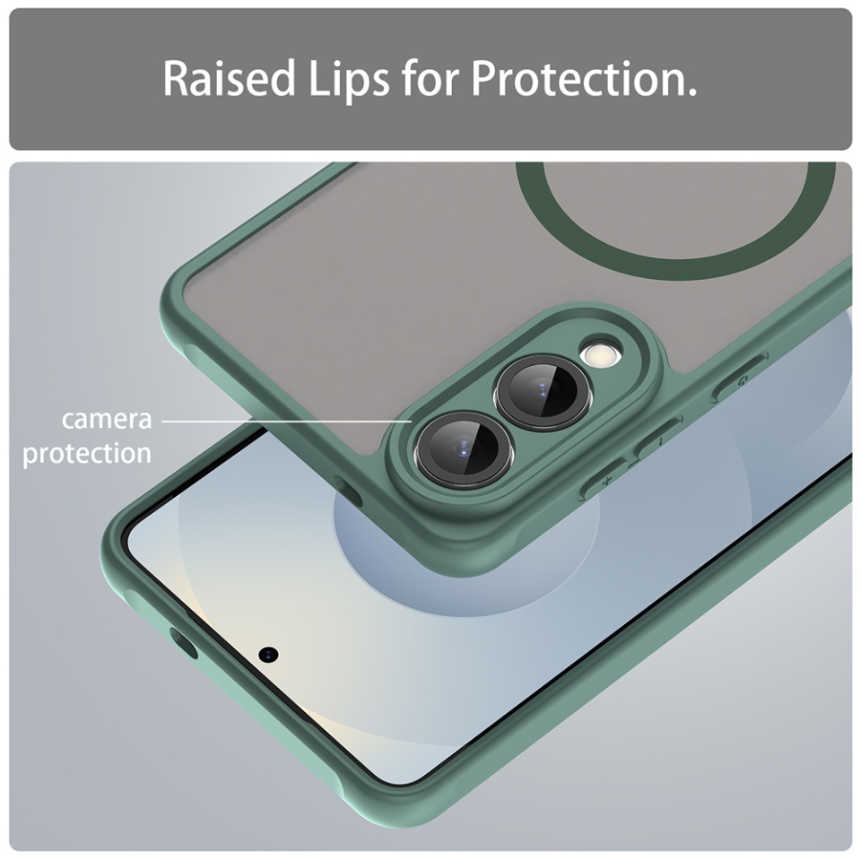 Husa pentru Samsung Galaxy S25 Edge, SKYDDAR INNOVATION, HaloFrost MagSafe II, Antisoc, set cu sticker, Verde - 3 | YEO