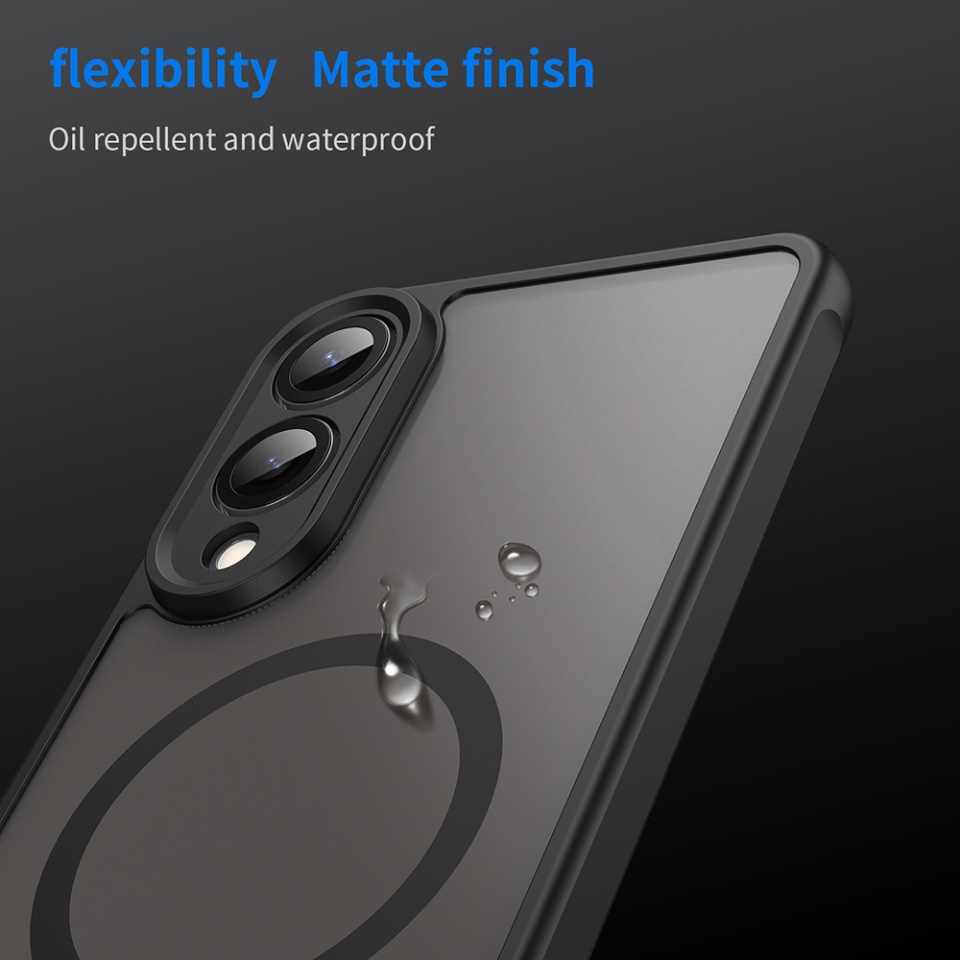 Husa pentru Samsung Galaxy S25 Edge, SKYDDAR INNOVATION, HaloFrost MagSafe II, Antisoc, set cu sticker, Negru - 8