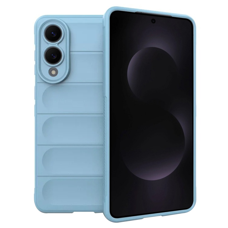 Husa pentru Samsung Galaxy S25 Edge, SKYDDAR INNOVATION, Vogue din Silicon Mat, set cu sticker, Bleu