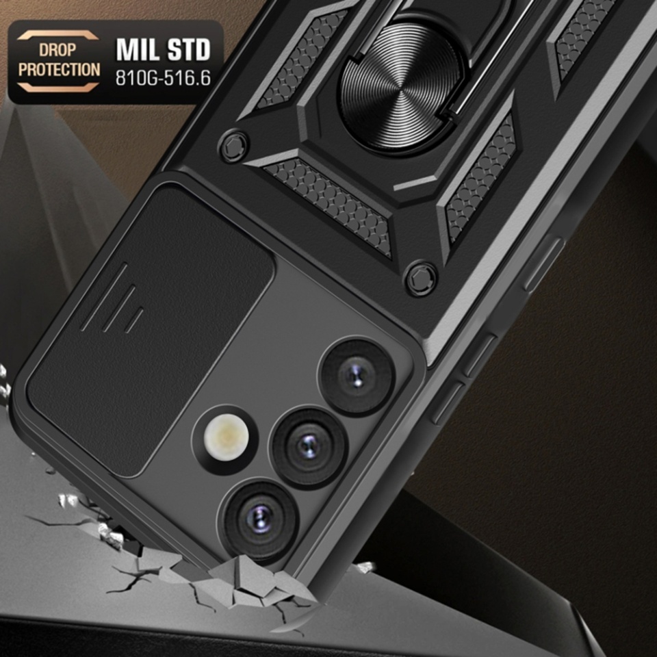 Husa pentru Samsung Galaxy S25 Plus cu inel magnetic si protectie camera Skyddar CamShield - Negru - 3 | YEO