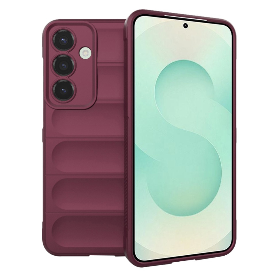 Husa pentru Samsung Galaxy S25 Plus, SKYDDAR INNOVATION, Magic Shield, din Silicon Mat, set cu sticker, Bordo