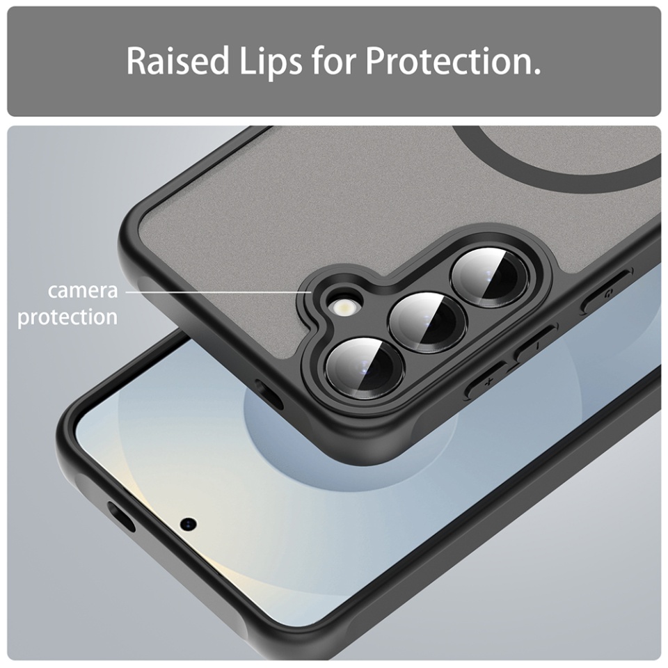 Husa pentru Samsung Galaxy S25, SKYDDAR INNOVATION, HaloFrost MagSafe II, Antisoc, set cu sticker, Negru - 3 | YEO