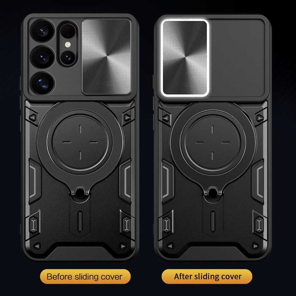 Husa pentru Samsung Galaxy S25 Ultra, cu inel magnetic si suport ajustabil, protectie completa camera, SKDR SafeCover - Rosu - 3 | YEO