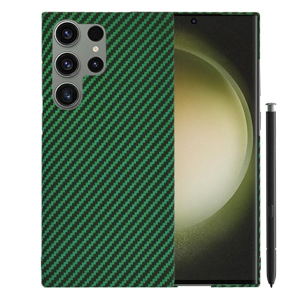 Husa pentru Samsung Galaxy S25 Ultra, Finisaj Premium cu Textura de Carbon, Design Elegant, SKDR CarbonFlex - Verde