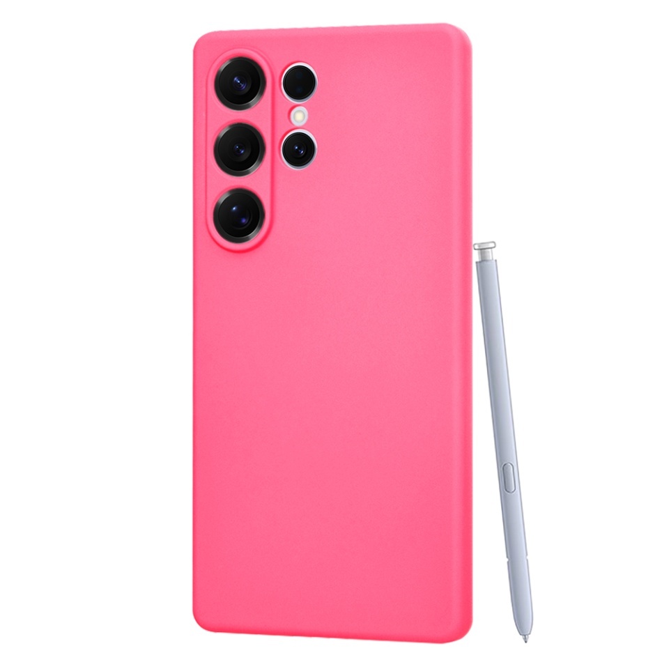 Husa pentru Samsung Galaxy S25 Ultra, SKYDDAR INNOVATION, din Silicon Catifelat, SoftElegance, set cu sticker, Fucsia - 2 | YEO
