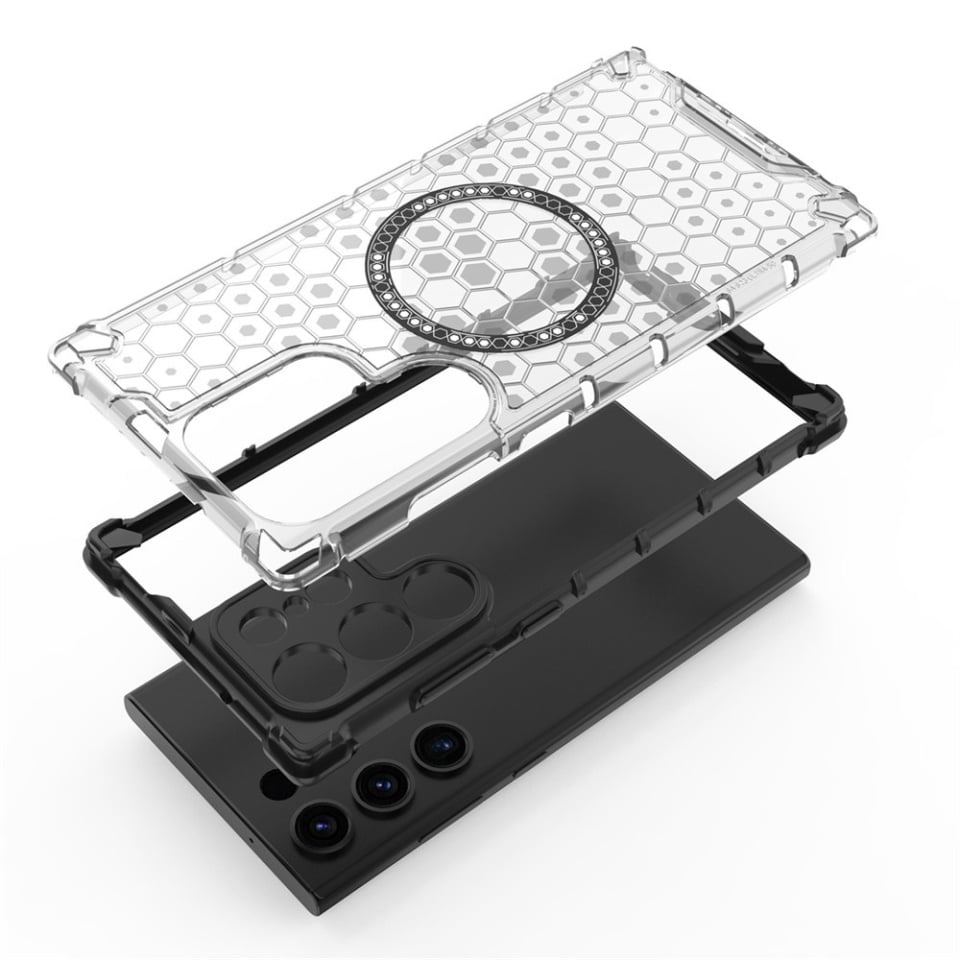 Husa pentru Samsung Galaxy S25 Ultra, SKYDDAR INNOVATION, HoneyComb Shield MagSafe, Antisoc, set cu sticker, Verde - 6