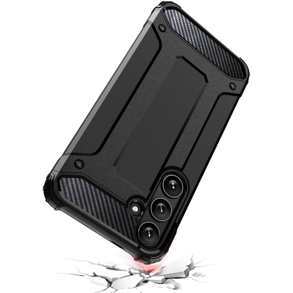 Husa pentru Samsung Galaxy S25 Ultra, SKYDDAR INNOVATION, Hybrid Armor, din Plastic Dur, Margini Cauciucate, Antisoc, Negru, set cu sticker - 2 | YEO