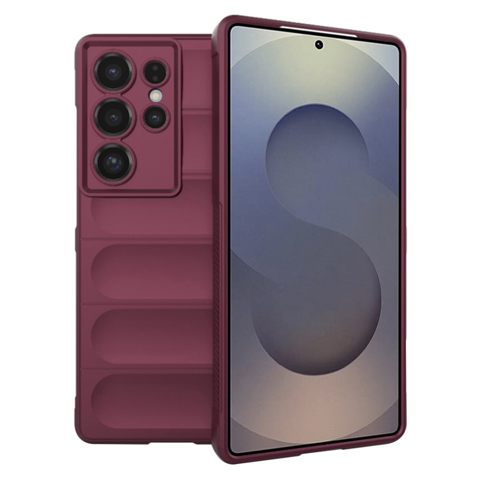 Husa pentru Samsung Galaxy S25 Ultra, SKYDDAR INNOVATION, Magic Shield, din Silicon Mat, set cu sticker, Bordo