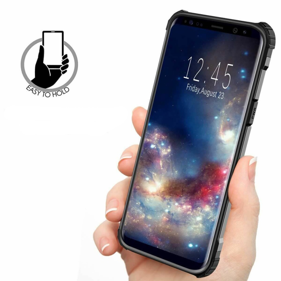 Husa pentru Samsung Galaxy S6 G920, SKYDDAR INNOVATION, Hybrid Armor, din Plastic Dur, Margini Cauciucate, Antisoc, set cu sticker, Negru - 2 | YEO